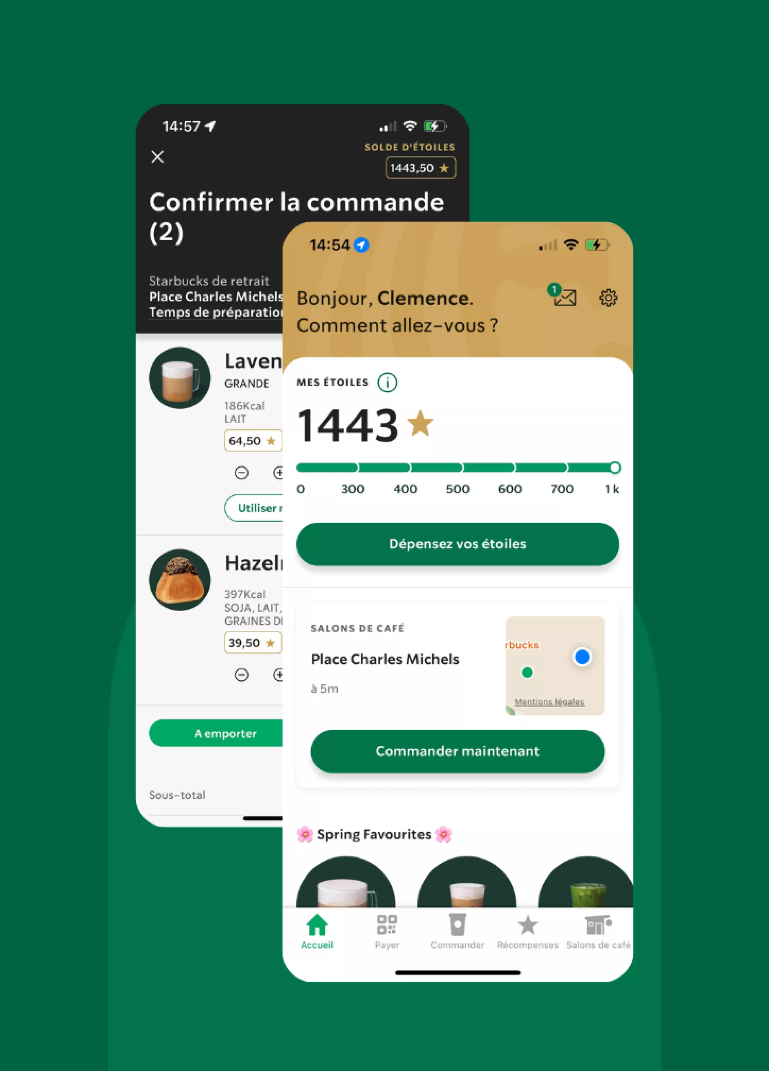 2 écrans de l'app