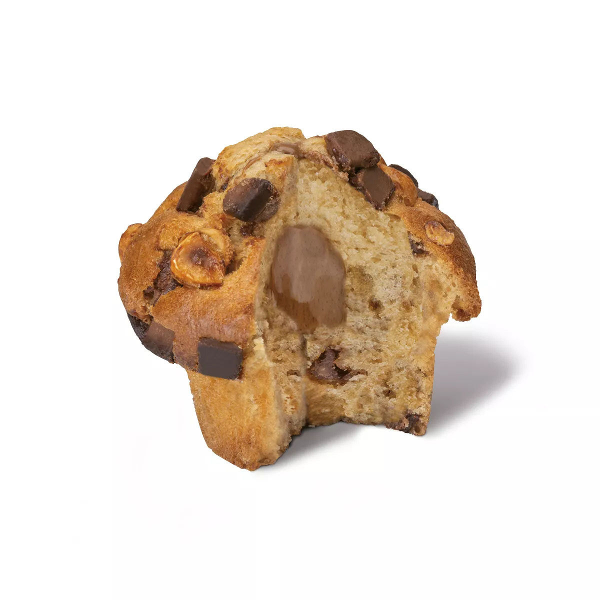 Muffin noisettes fourré au praliné